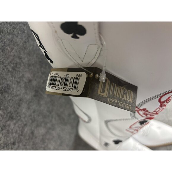 Dingo Boots Womens Size 9M White King Card Embroidered Western Cowboy Leather - Picture 4 of 13